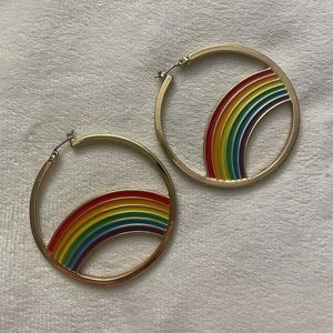 Betsey Johnson Rainbow Gold Hoop Earrings
